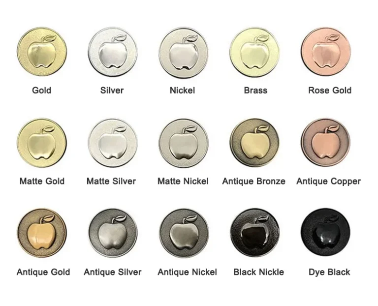 Enamel pin plating selection guide chart