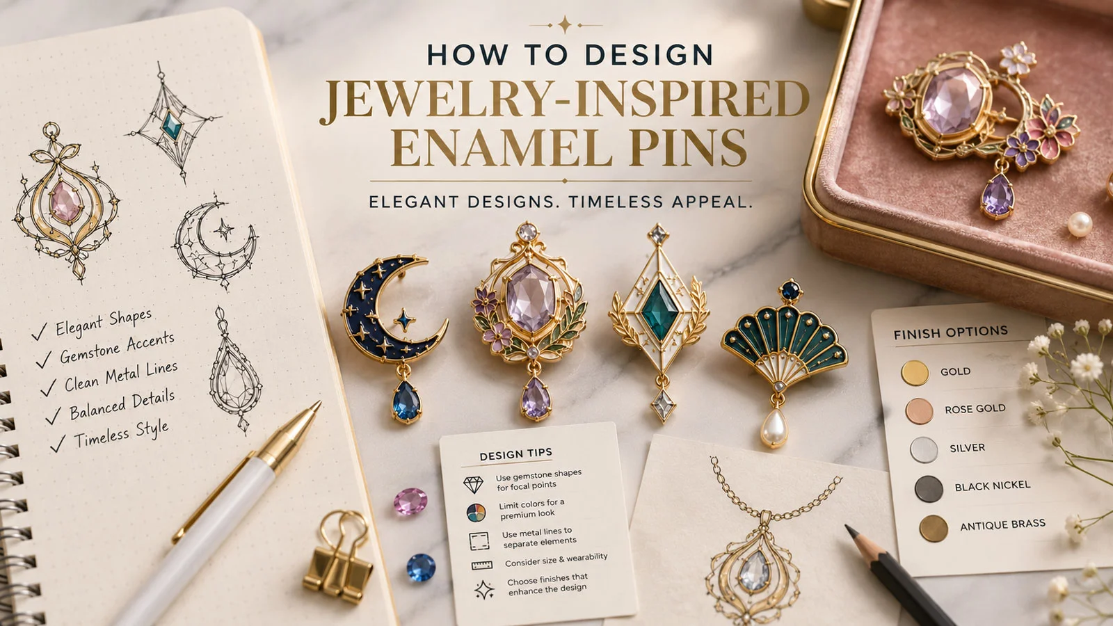 How to design jewelry inspired enamel pins — CreatePins design guide