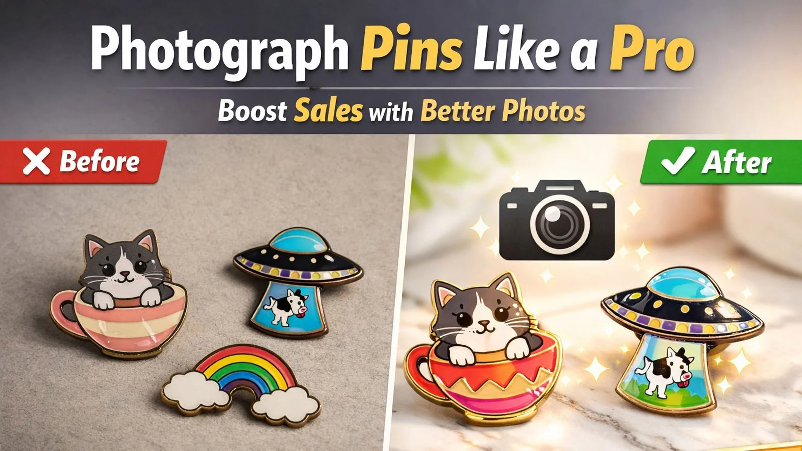 How to photograph enamel pins for social media — CreatePins photography guide