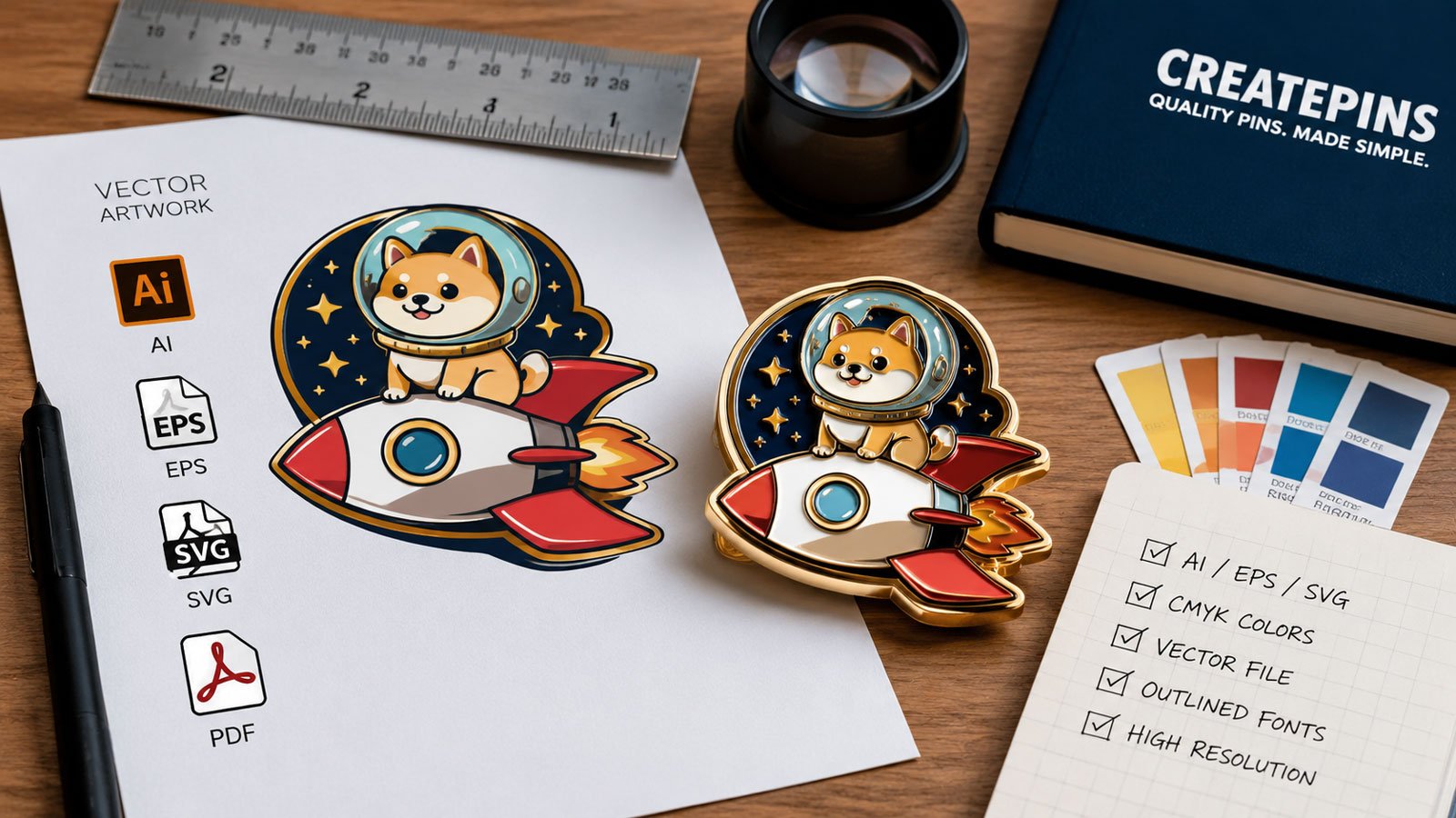 Best file formats for custom enamel pins — AI, PSD and PNG comparison guide