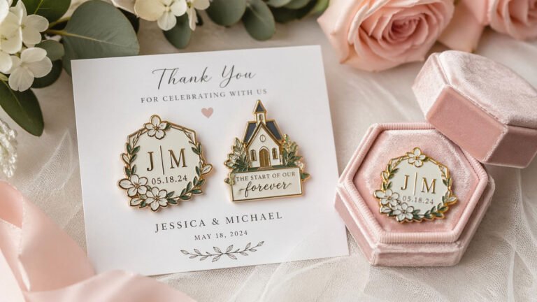 Custom wedding pins — unique keepsakes by CreatePins