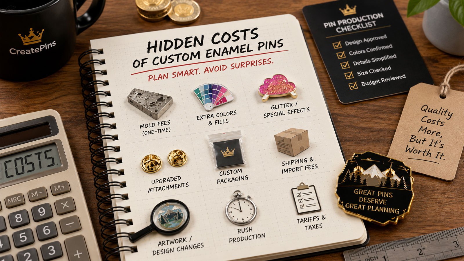 Custom enamel pins pricing and hidden costs guide — CreatePins