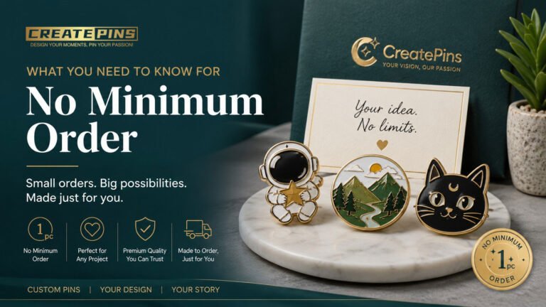 No minimum order custom enamel pins guide — small batch pin ordering for artists, startups, and creators