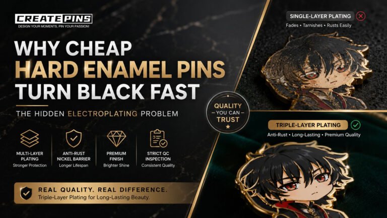 Cheap hard enamel pins turning black due to poor electroplating