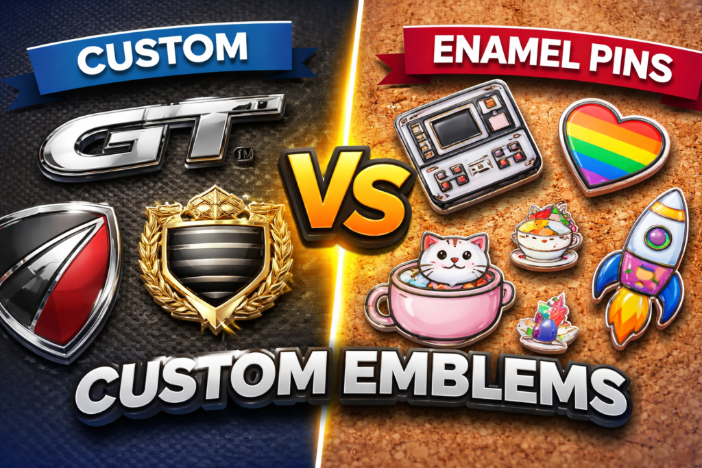 Custom emblems vs enamel pins comparison — CreatePins guide