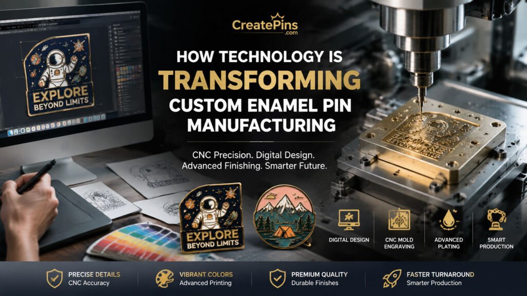 CNC technology and digital design transforming custom enamel pin manufacturing