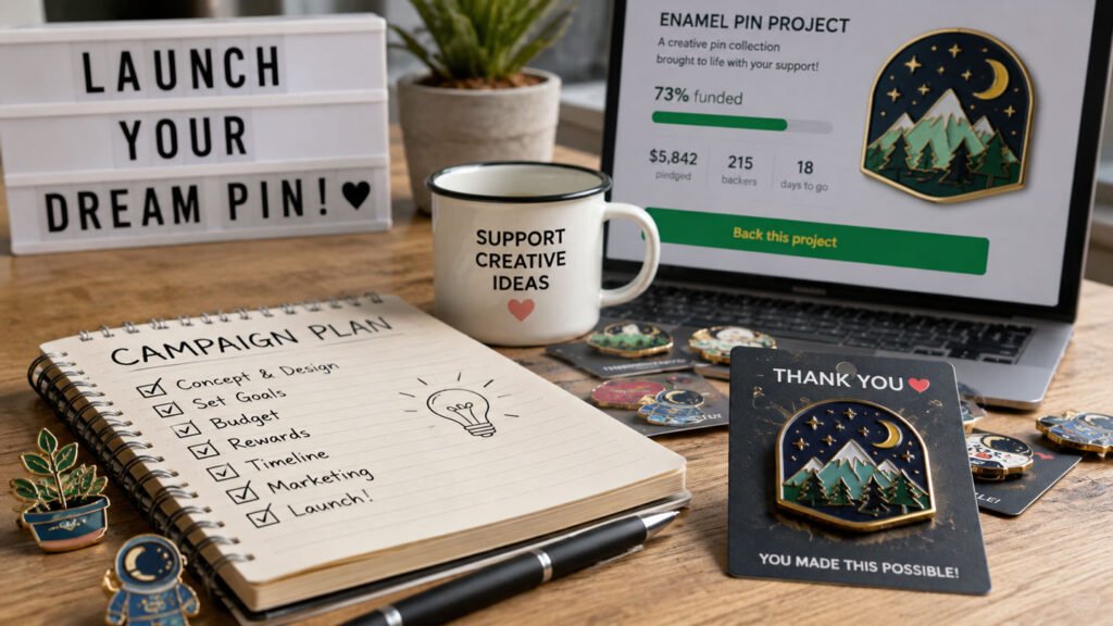 How to plan a successful enamel pin crowdfunding campaign with custom enamel pin prototypes, funding strategy, campaign checklist, and backer rewards.