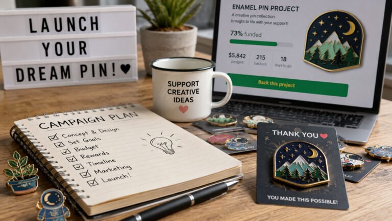 How to plan a successful enamel pin crowdfunding campaign with custom enamel pin prototypes, funding strategy, campaign checklist, and backer rewards.