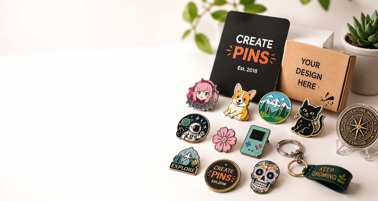 CreatePins hero background – custom enamel pins manufacturing