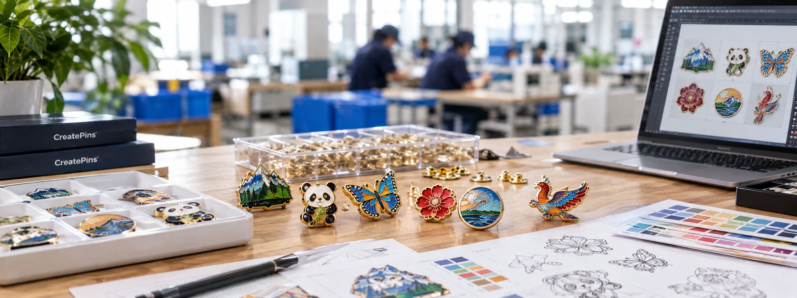 CreatePins hero background – custom enamel pins manufacturing